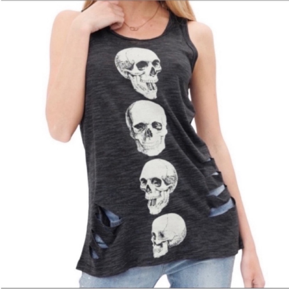 VOCAL skulls striped tank top M